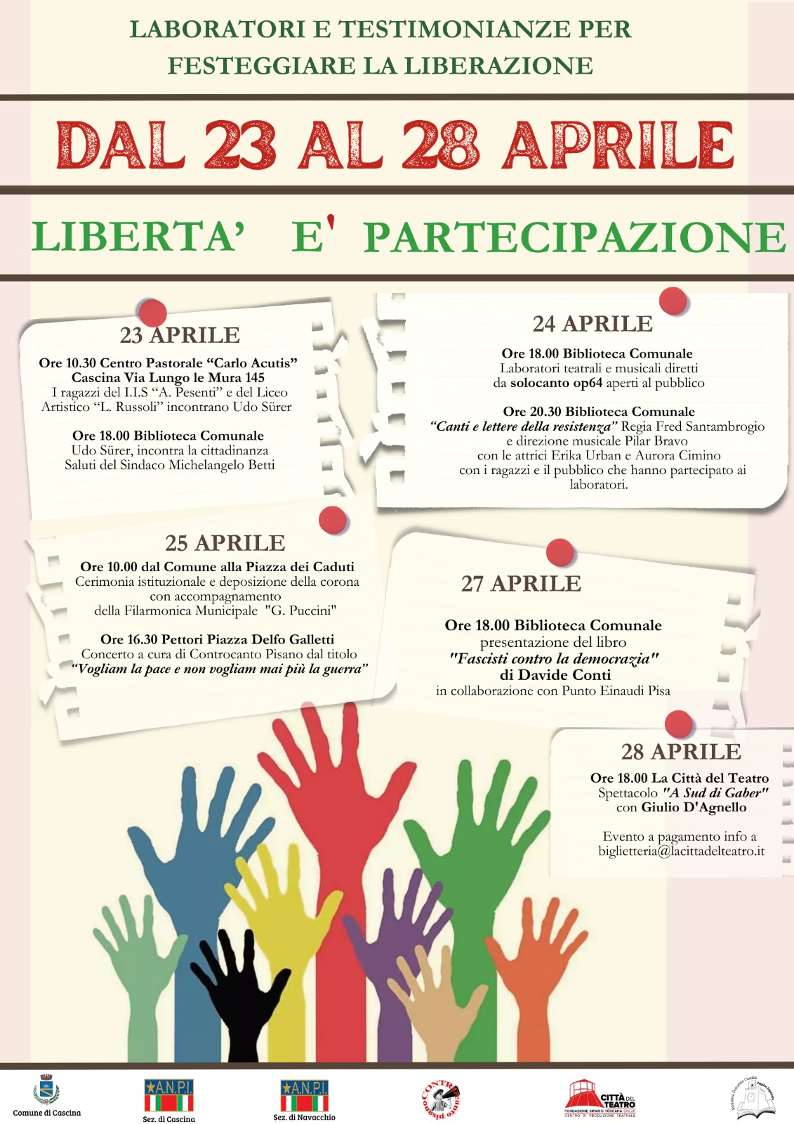 25 APRILE: LE CELEBRAZIONI NEL COMUNE DI CASCINA