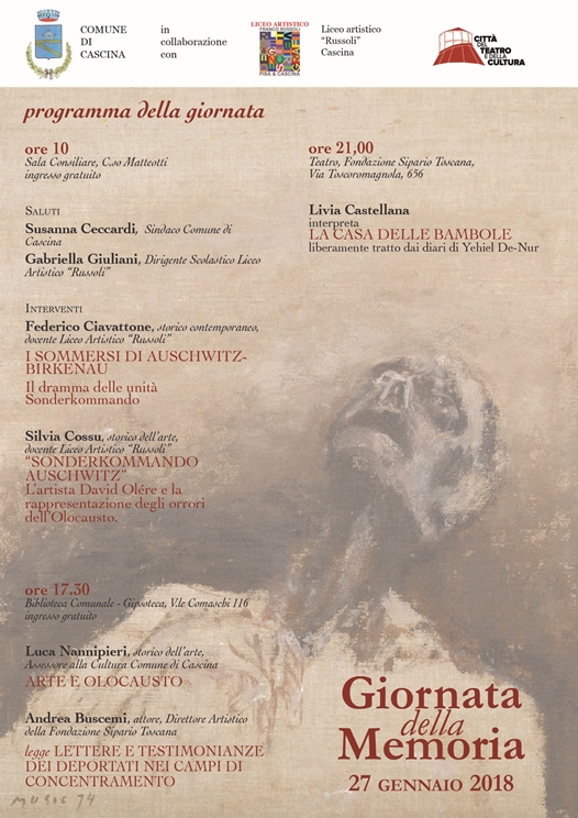 27 gennaio - Giorno della Memoria: tre inizitive a Cascina