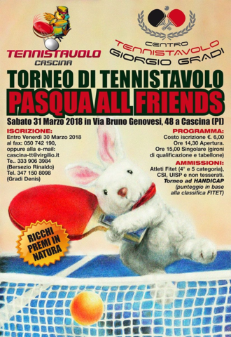 Tennistavolo: Torneo Pasqua All Friends