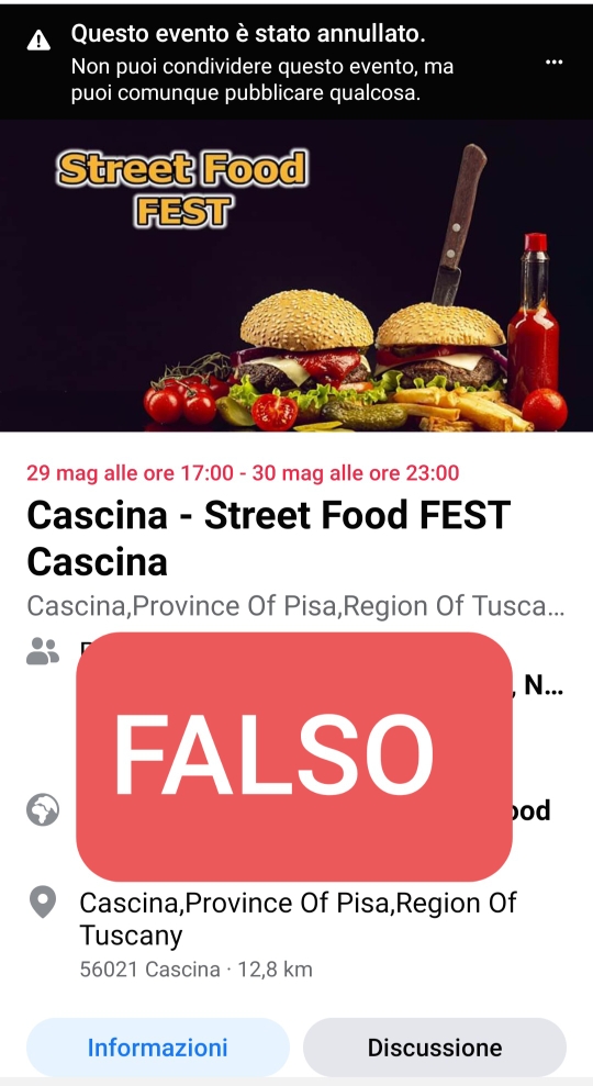 Falso evento denunciato alle autorità
