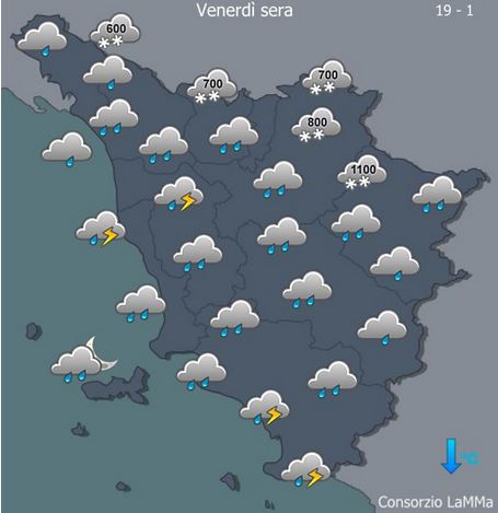 Allerta meteo codice giallo per piogge per venerdì 2 febbraio 2018