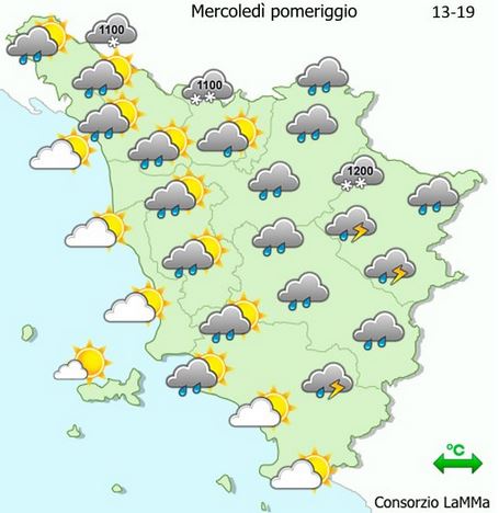 Meteo - Ancora pioggia in arrivo. Estesa criticità gialla