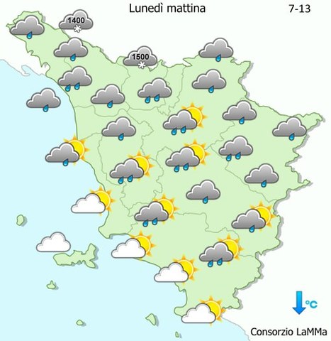 Meteo, pioggia anche domani lunedì 12 marzo. Criticità gialla per rischio idraulico