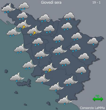 Meteo - Pioggia in arrivo: allerta arancio per reticolo minore fino alle ore 8 di venerdì 16 marzo
