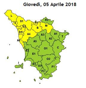 Meteo - Pioggia: criticità gialla estesa fino a ore 13 di giovedì 5 aprile