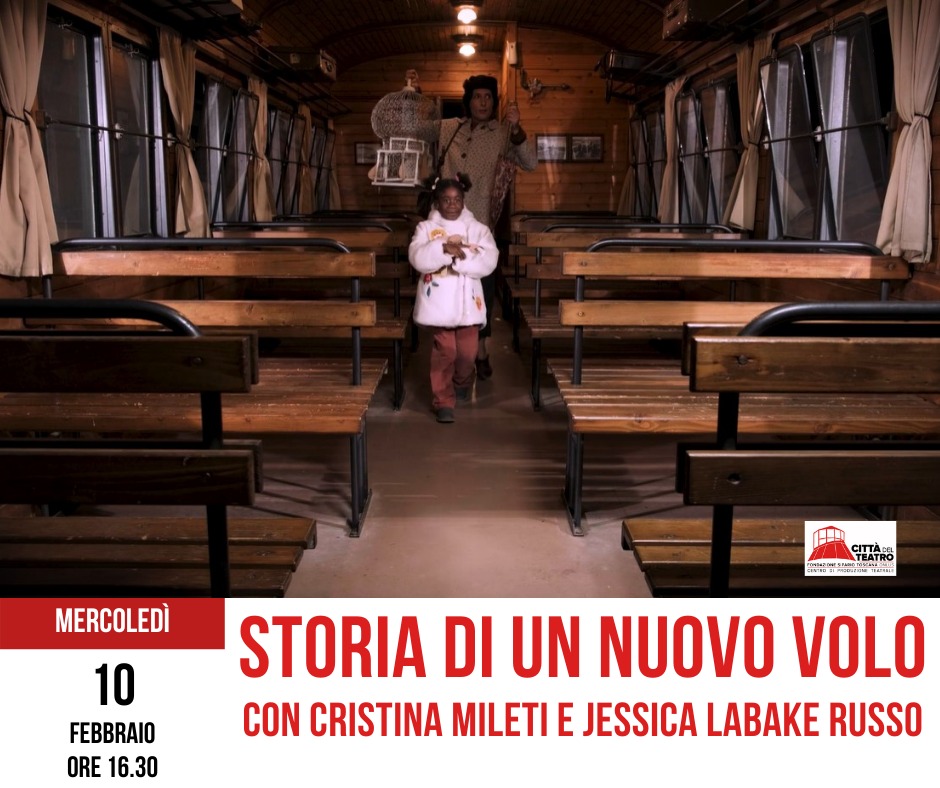 Le Città del Teatro: in streaming ultimo spettacolo Mercoledì 10 febbraio ore 16,30 "Storia di un nuovo volo" con Cristina Mileti e Jessica Labake Russo